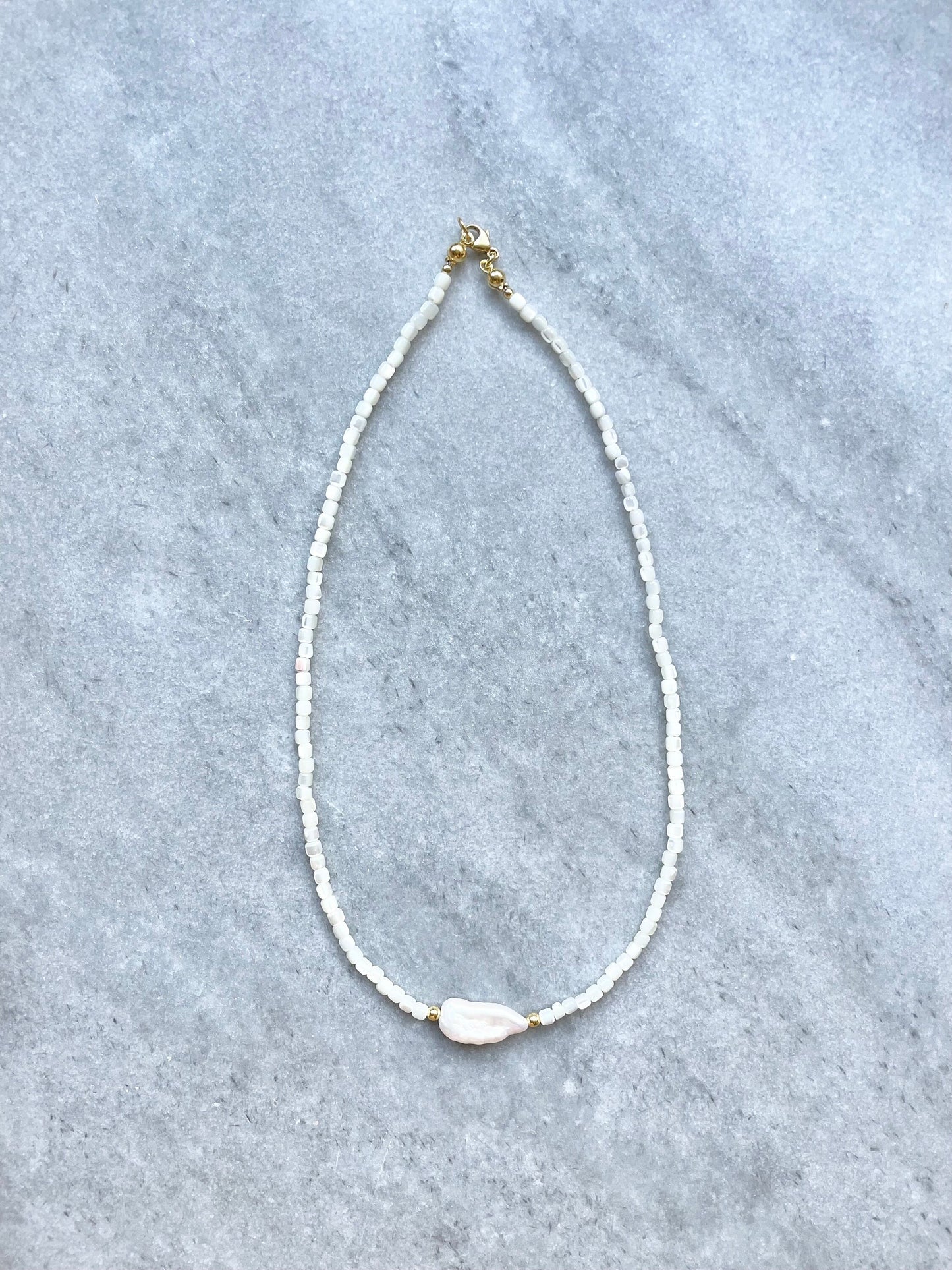 Gold Vermeil Biwa Pearl Necklace