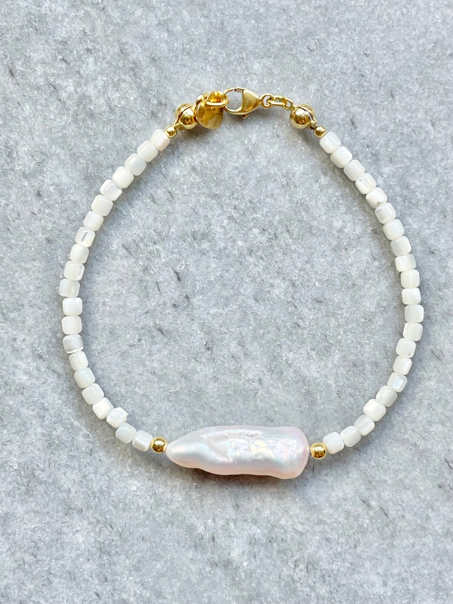 Gold Vermeil Biwa Pearl Bracelet