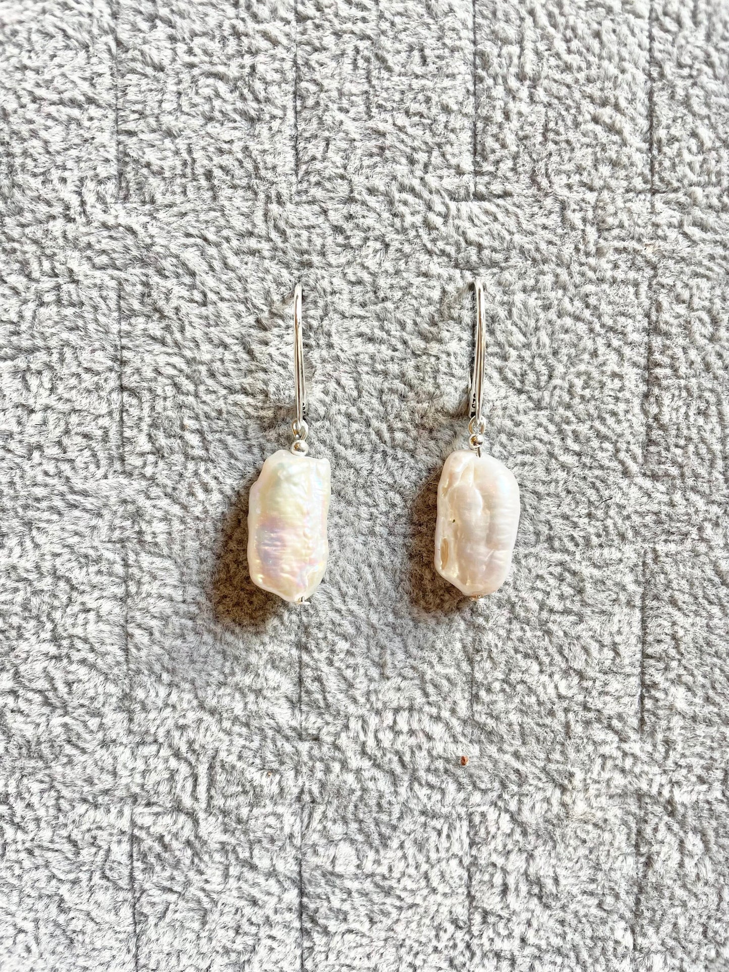 Baroque Pearl Silver Drop Earrings