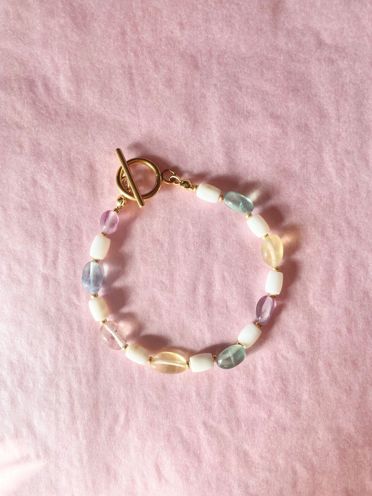 Bracelet de bonbons en fluorite arc-en-ciel
