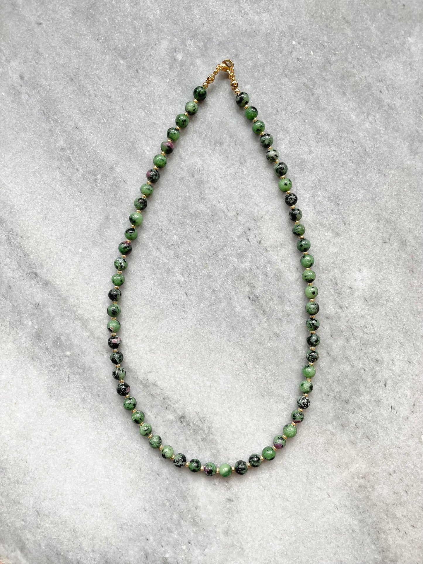 Ruby Zoisite Earth Necklace / Gold Vermeil