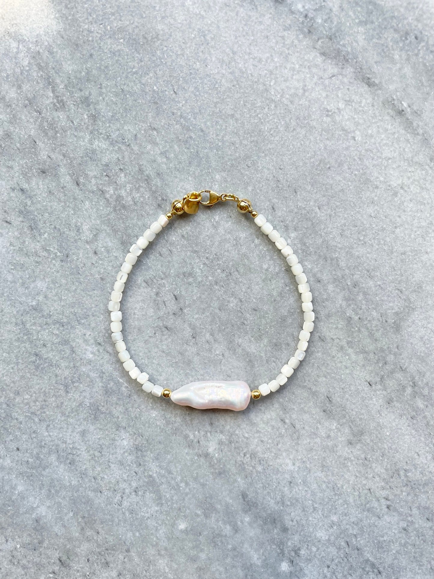 Gold Vermeil Biwa Pearl Bracelet