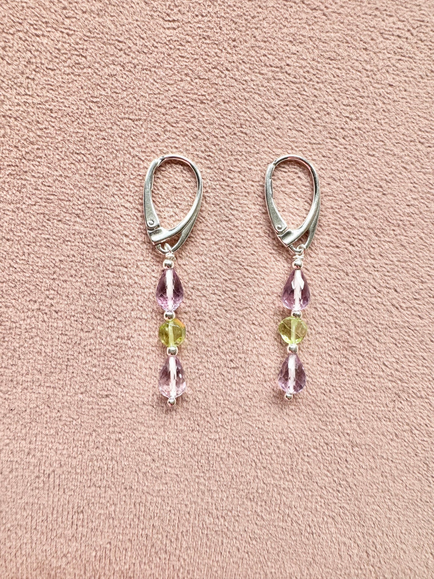 Morning Dew Amethyst & Peridot Silver Earrings