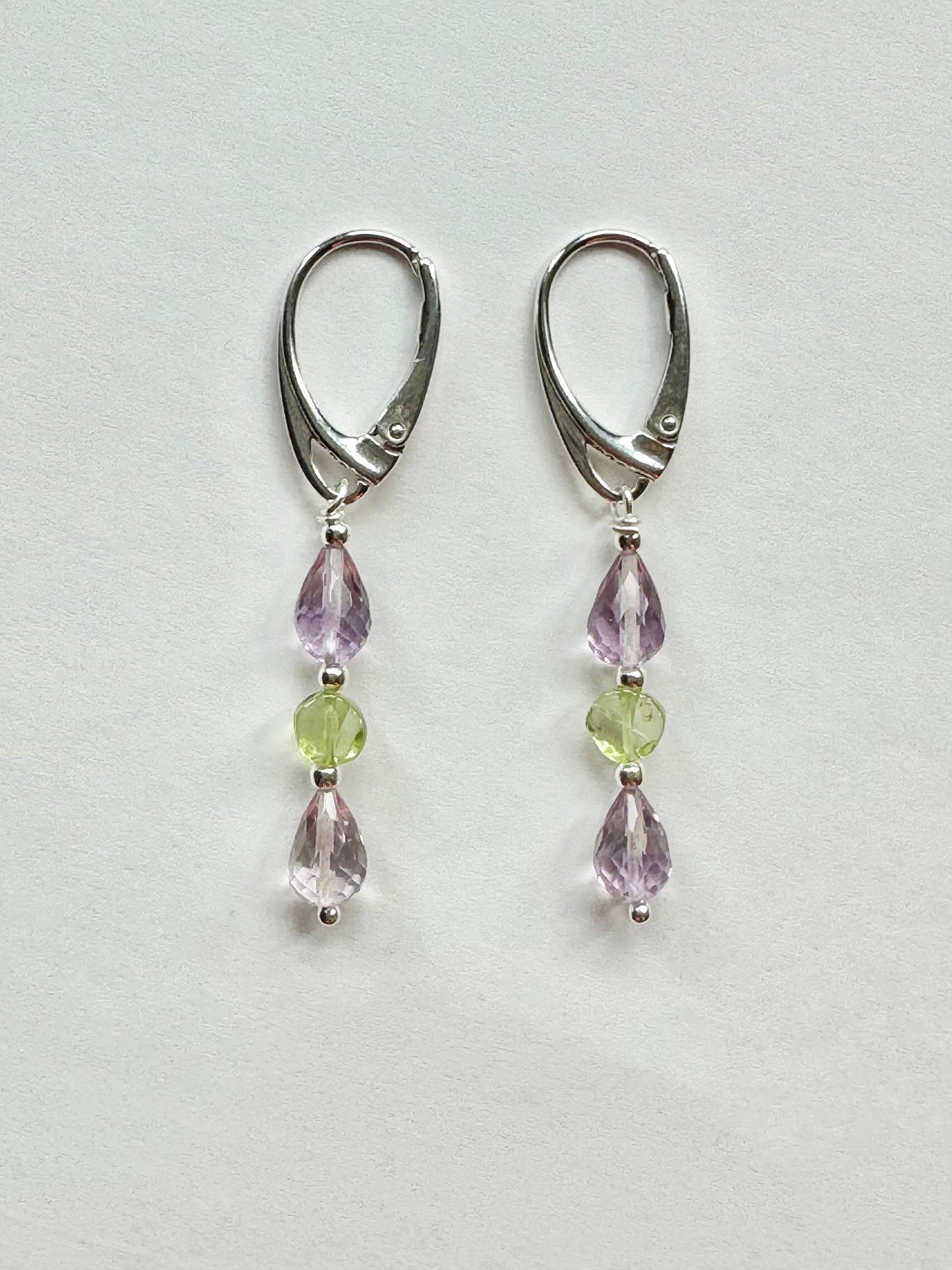 Morning Dew Amethyst & Peridot Silver Earrings