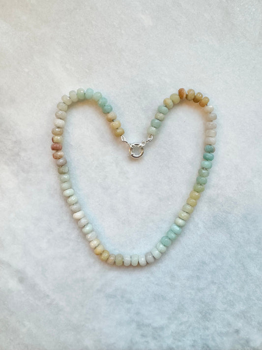 Flower Amazonite Hand Knotted Necklace