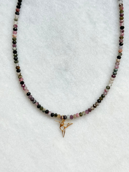 Harmony Tourmaline Beaded Necklace / Gold Vermeil