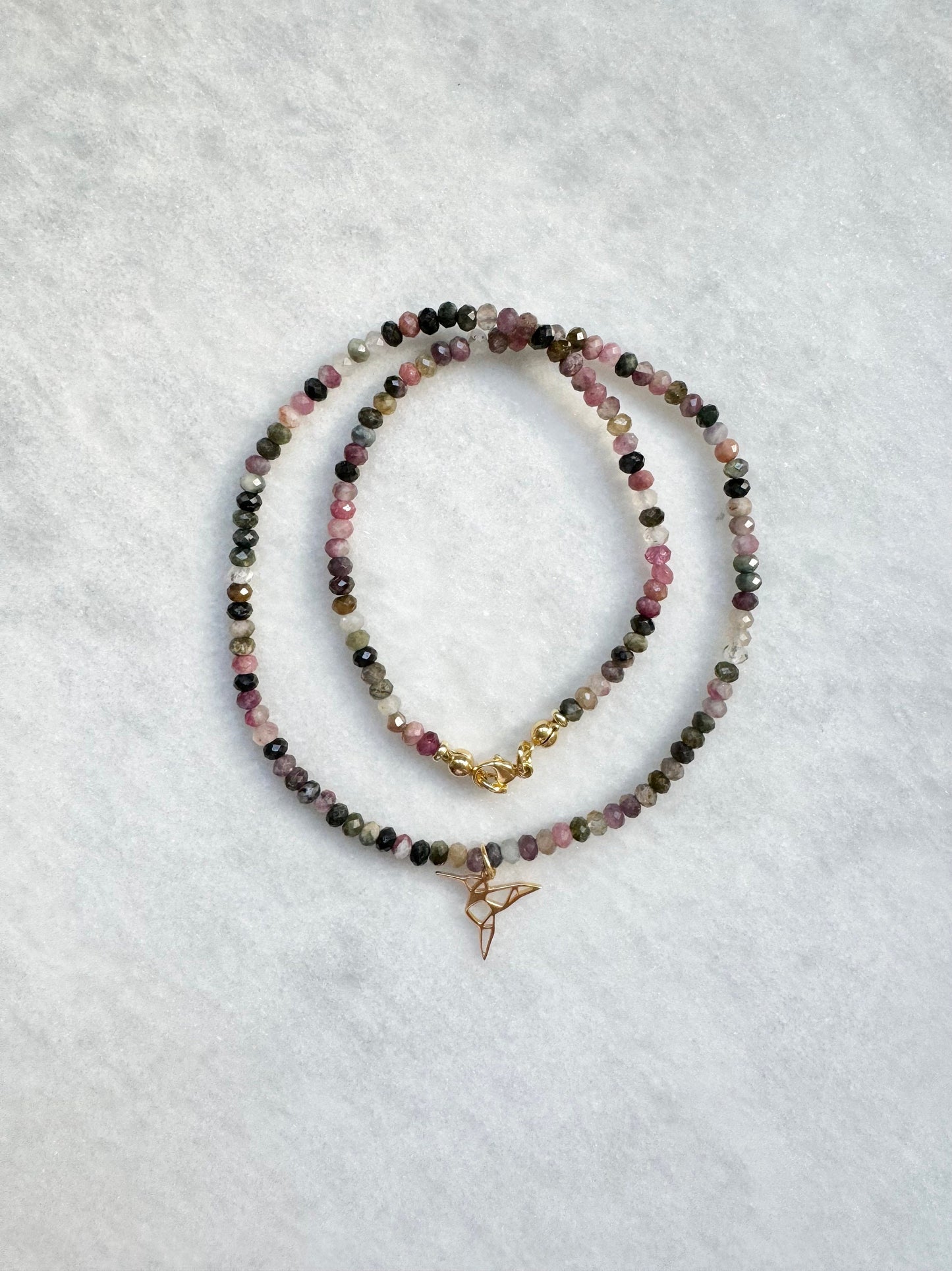 Harmony Tourmaline Beaded Necklace / Gold Vermeil