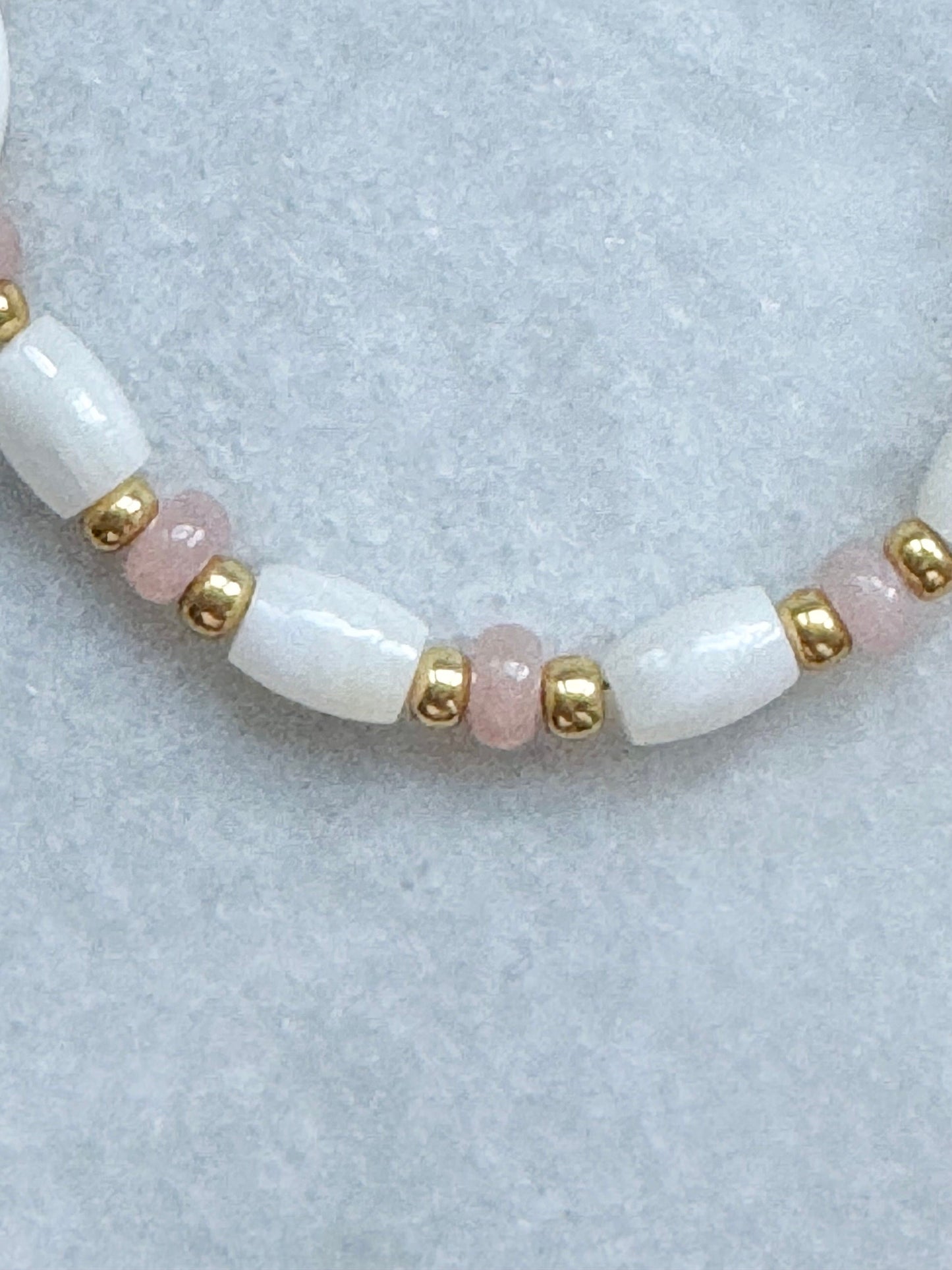 Pink Opal & Shell Beaded Bracelet