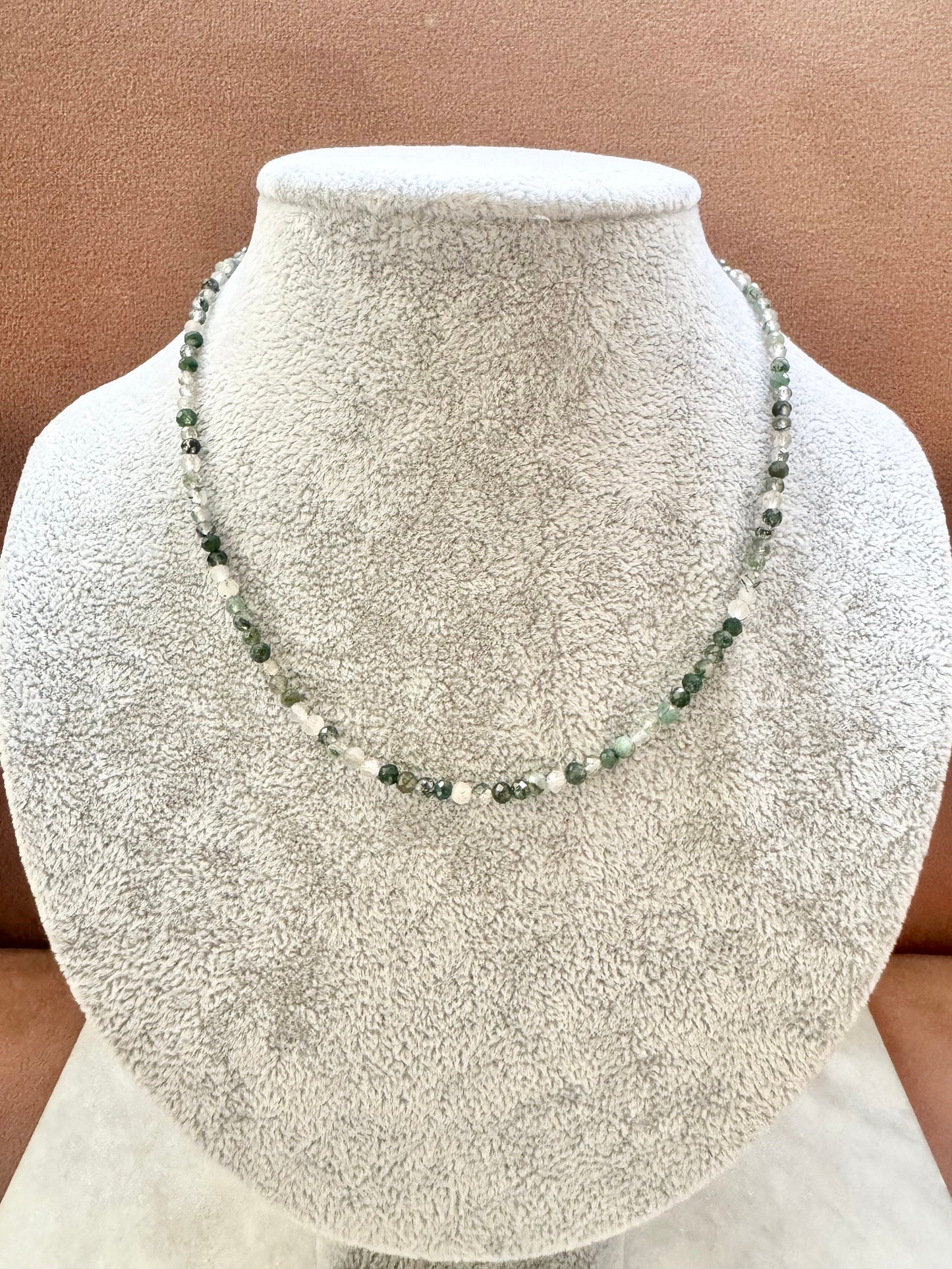 Dainty Moss Agate Silver Necklace