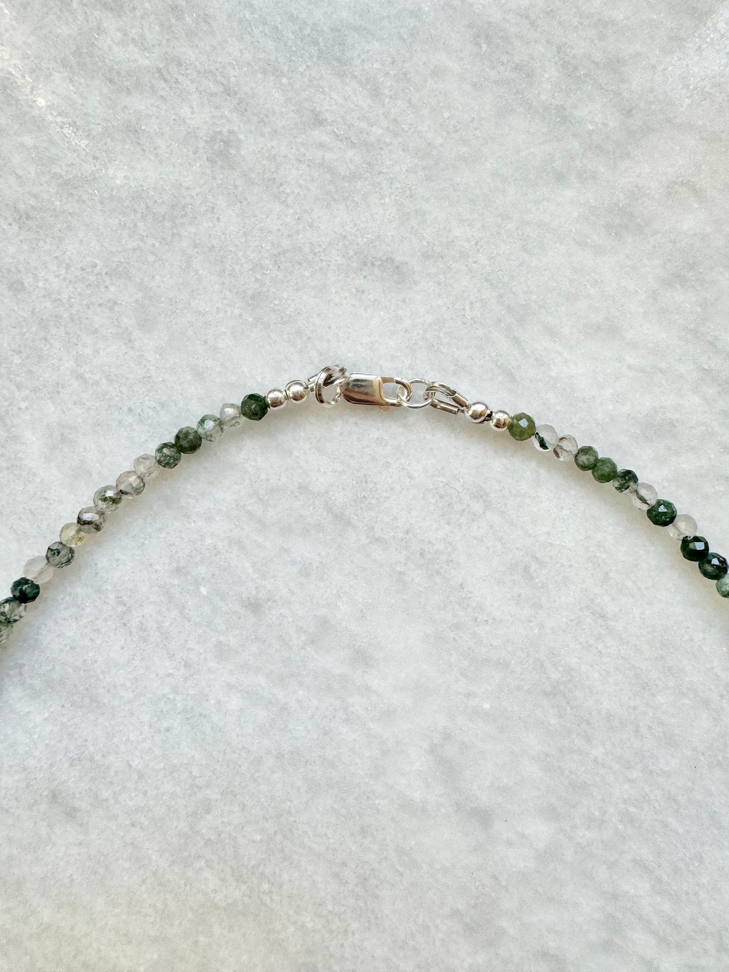 Dainty Moss Agate Silver Necklace