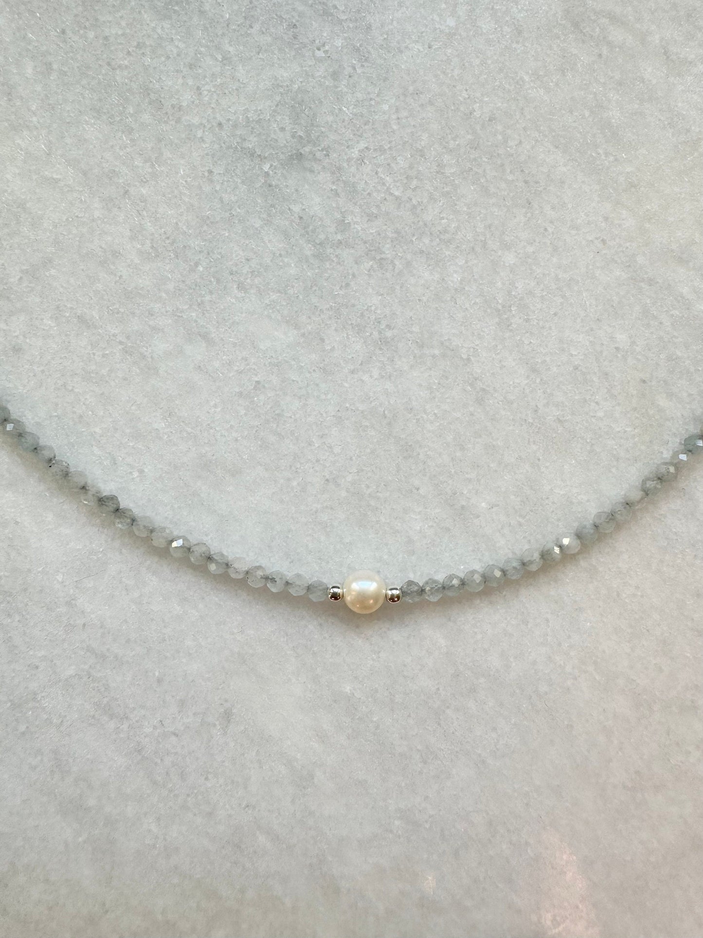 Dainty Aquamarine Silver Necklace