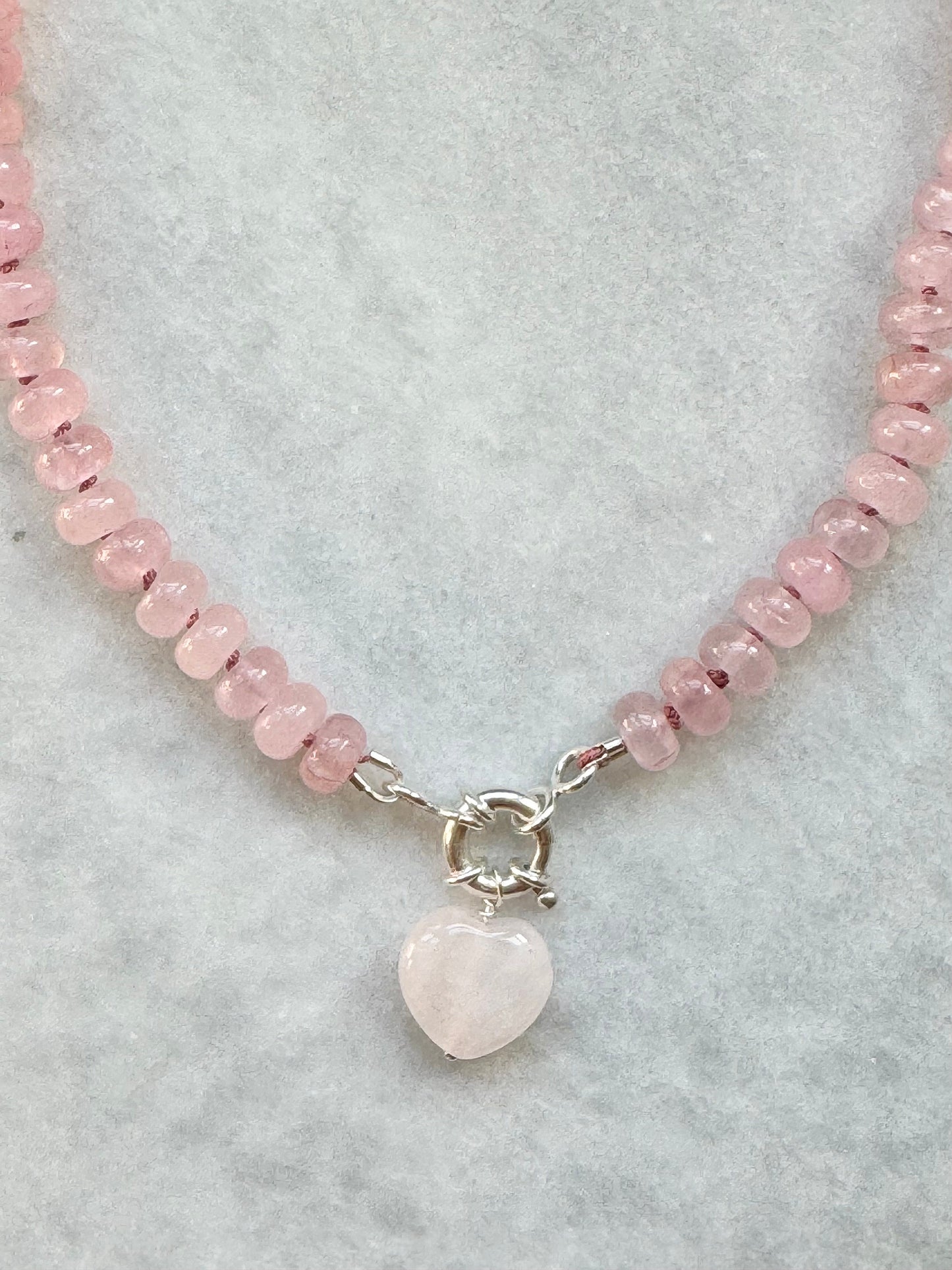 Rose Quartz Silk Knotted Love Necklace