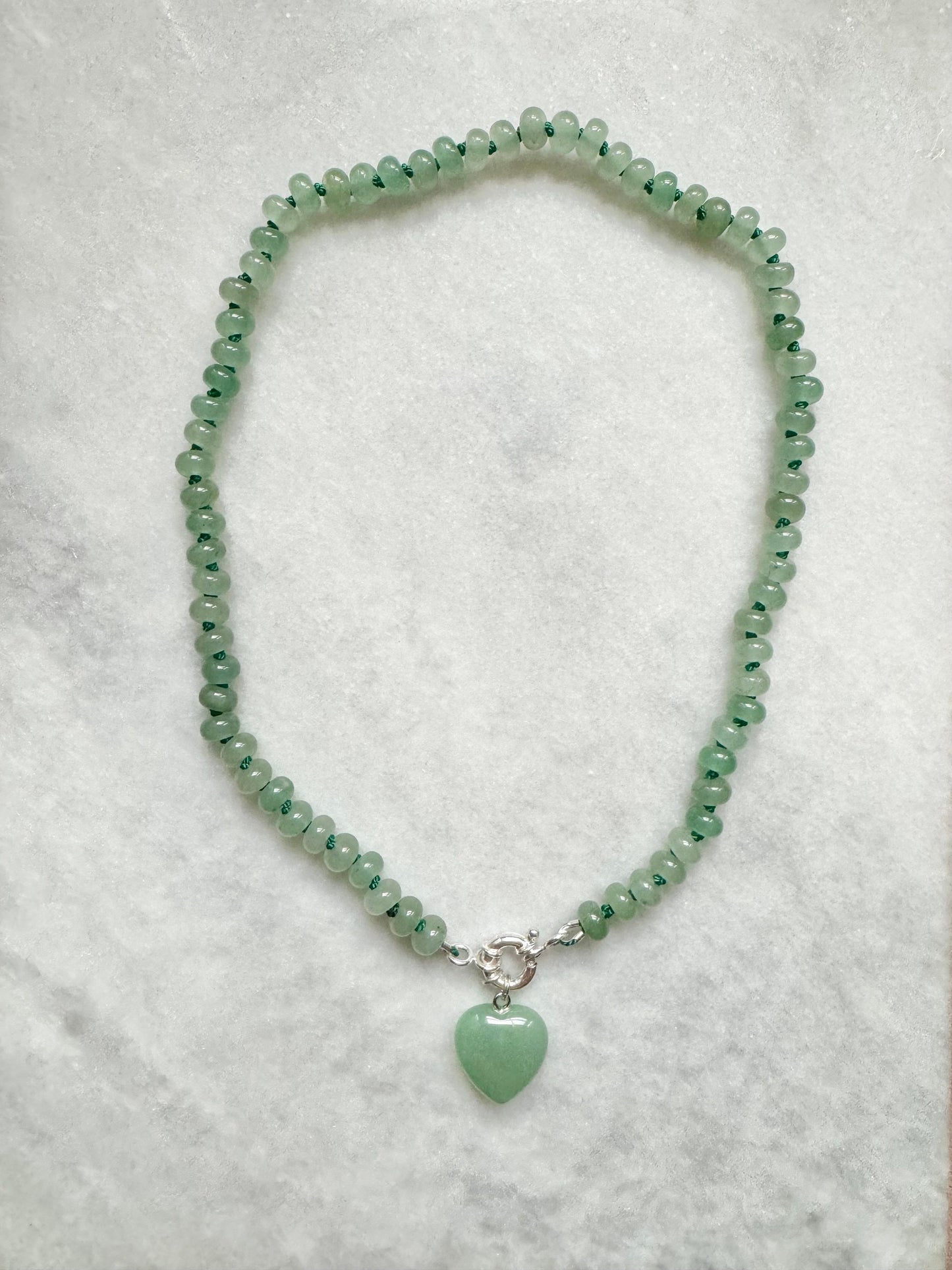 Forest Glow Green Aventurine Silk Knotted Necklace