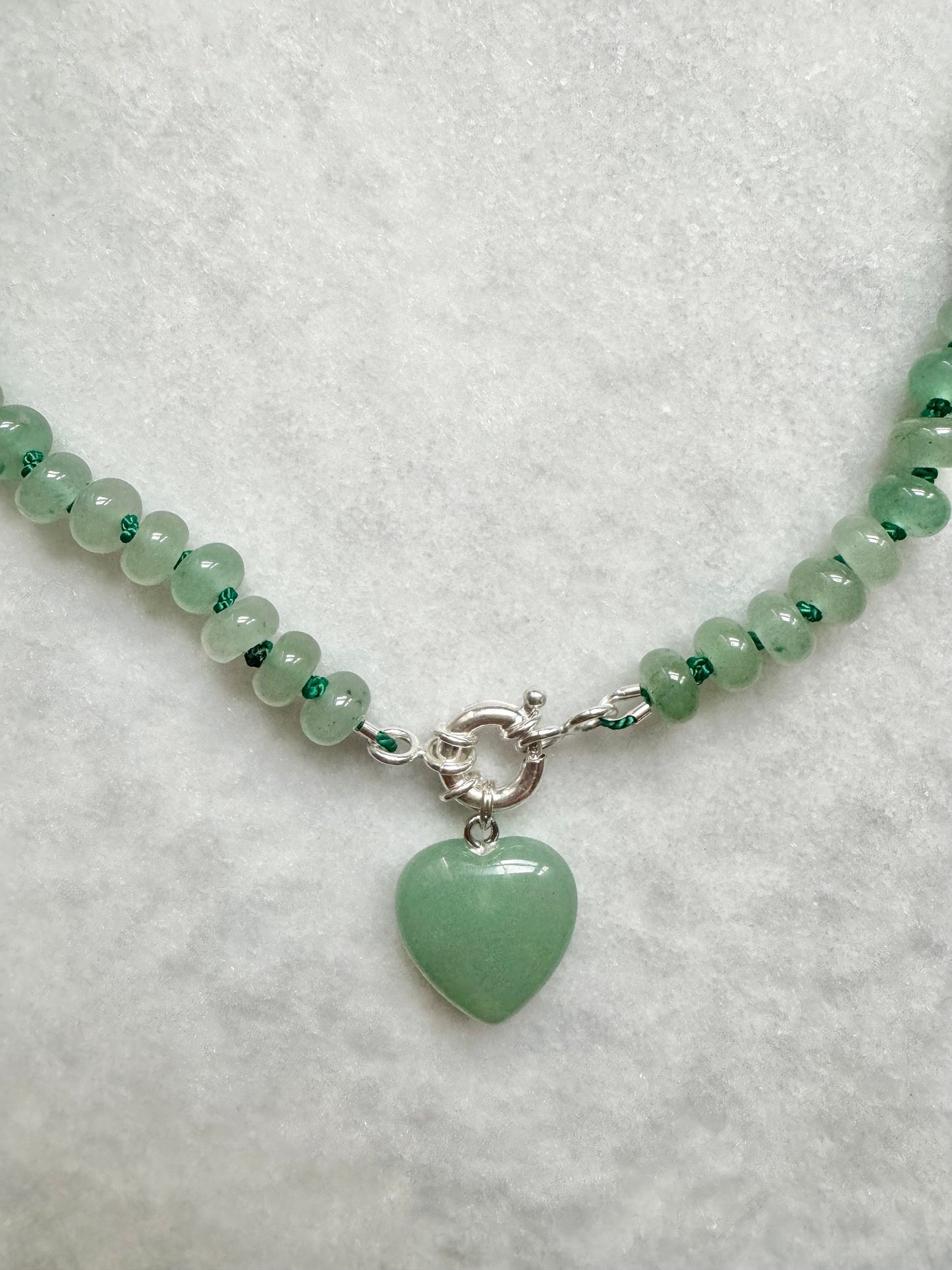 Forest Glow Green Aventurine Silk Knotted Necklace