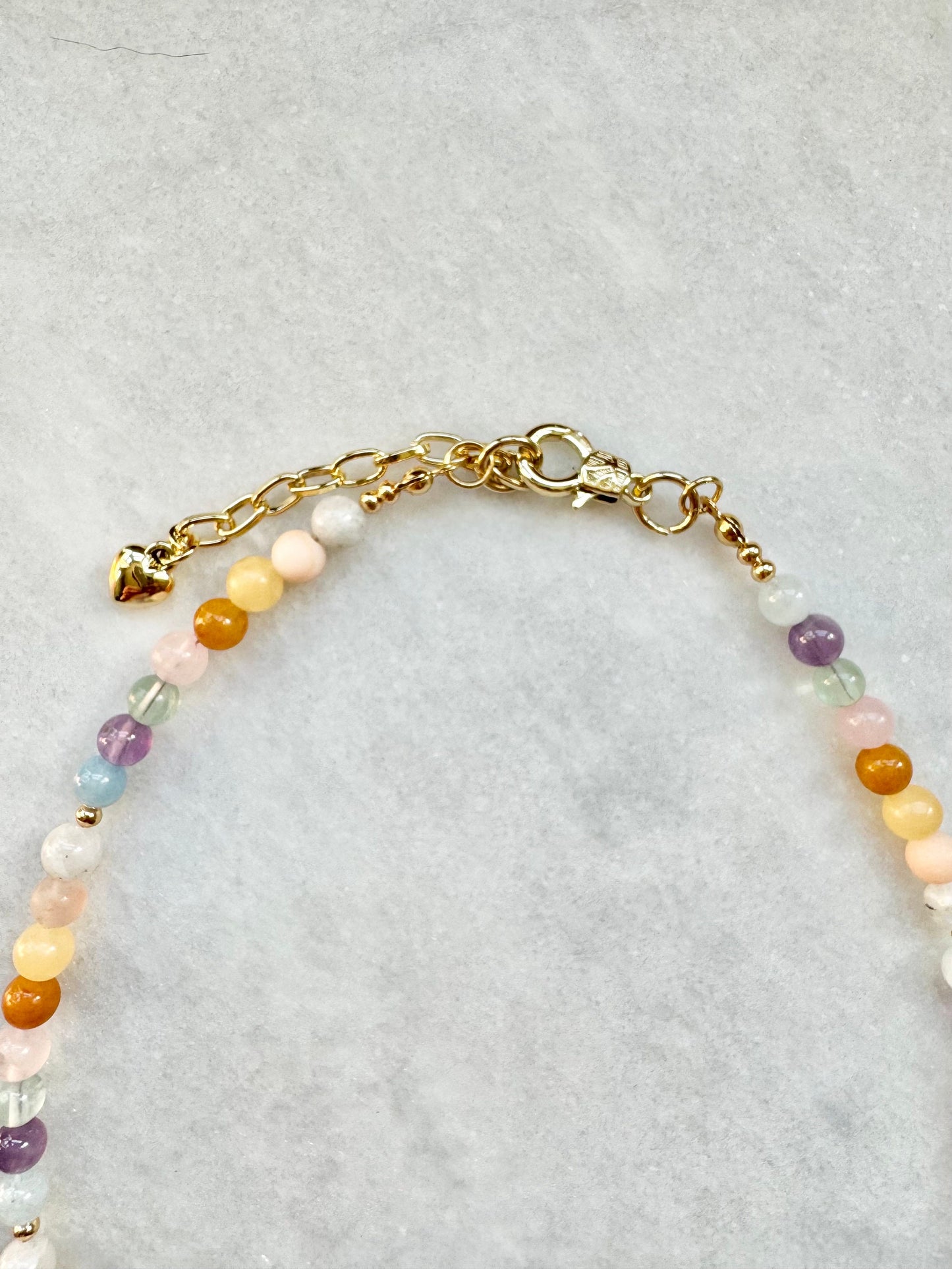 Multi Gemstone Summer Beaded Necklace / Gold Plated