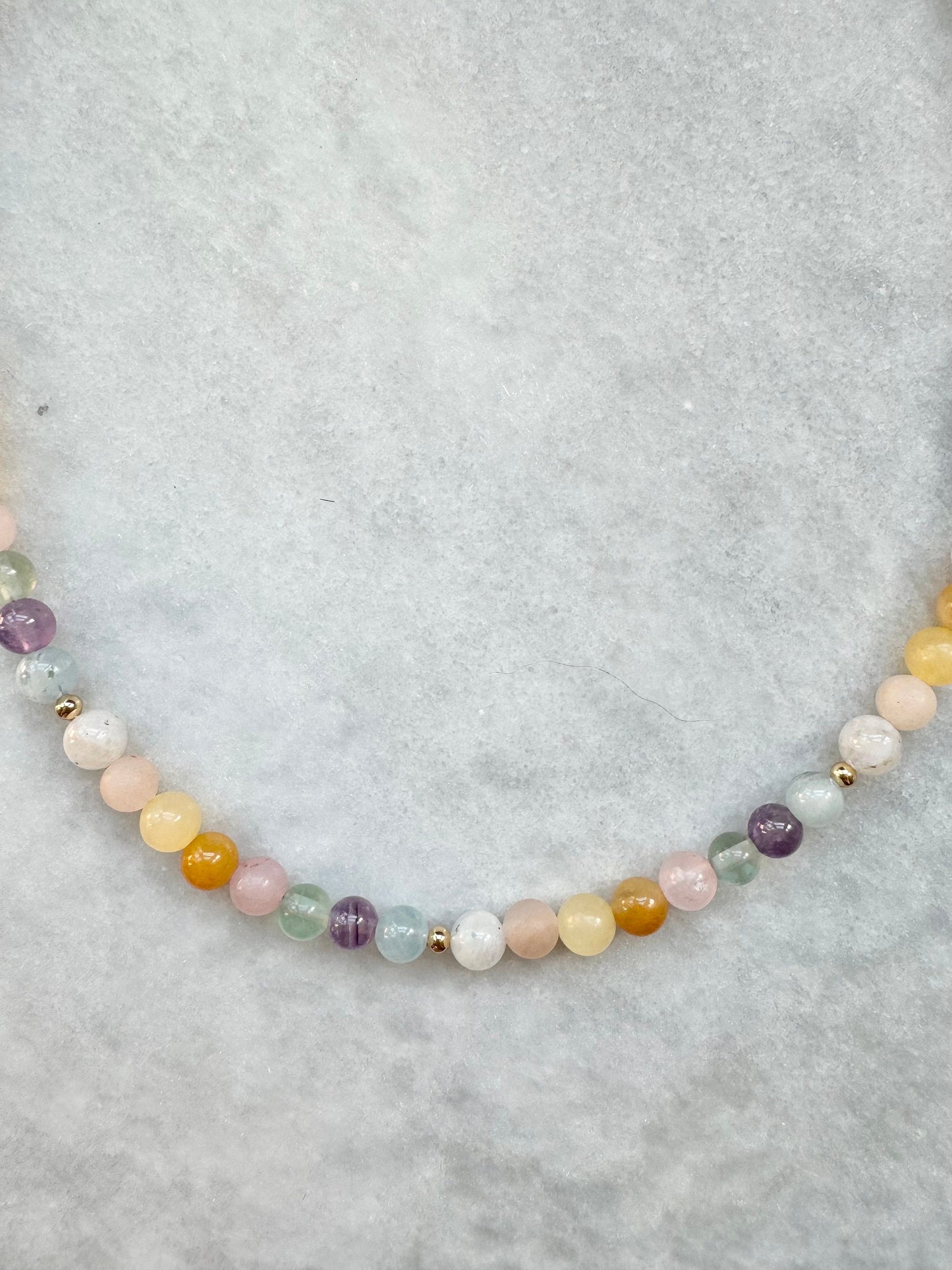 Multi Gemstone Summer Beaded Necklace / Gold Plated