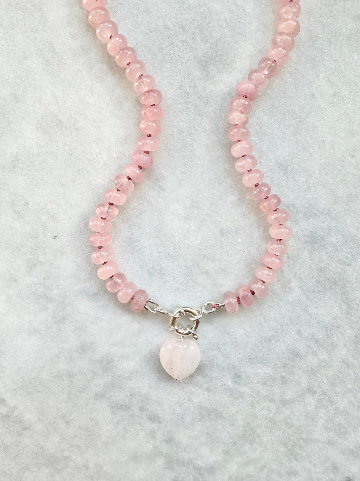 Rose Quartz Silk Knotted Love Necklace