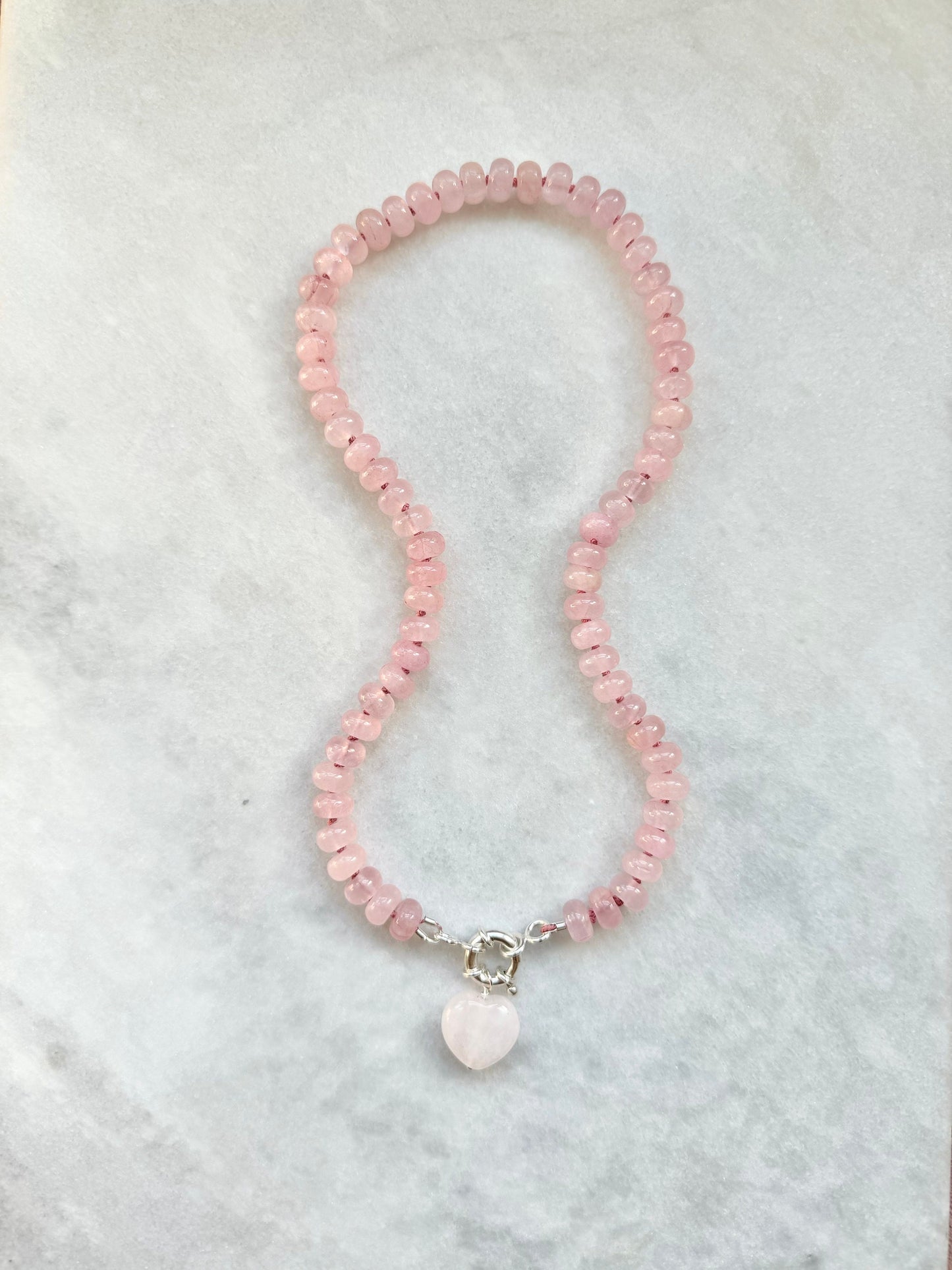 Rose Quartz Silk Knotted Love Necklace