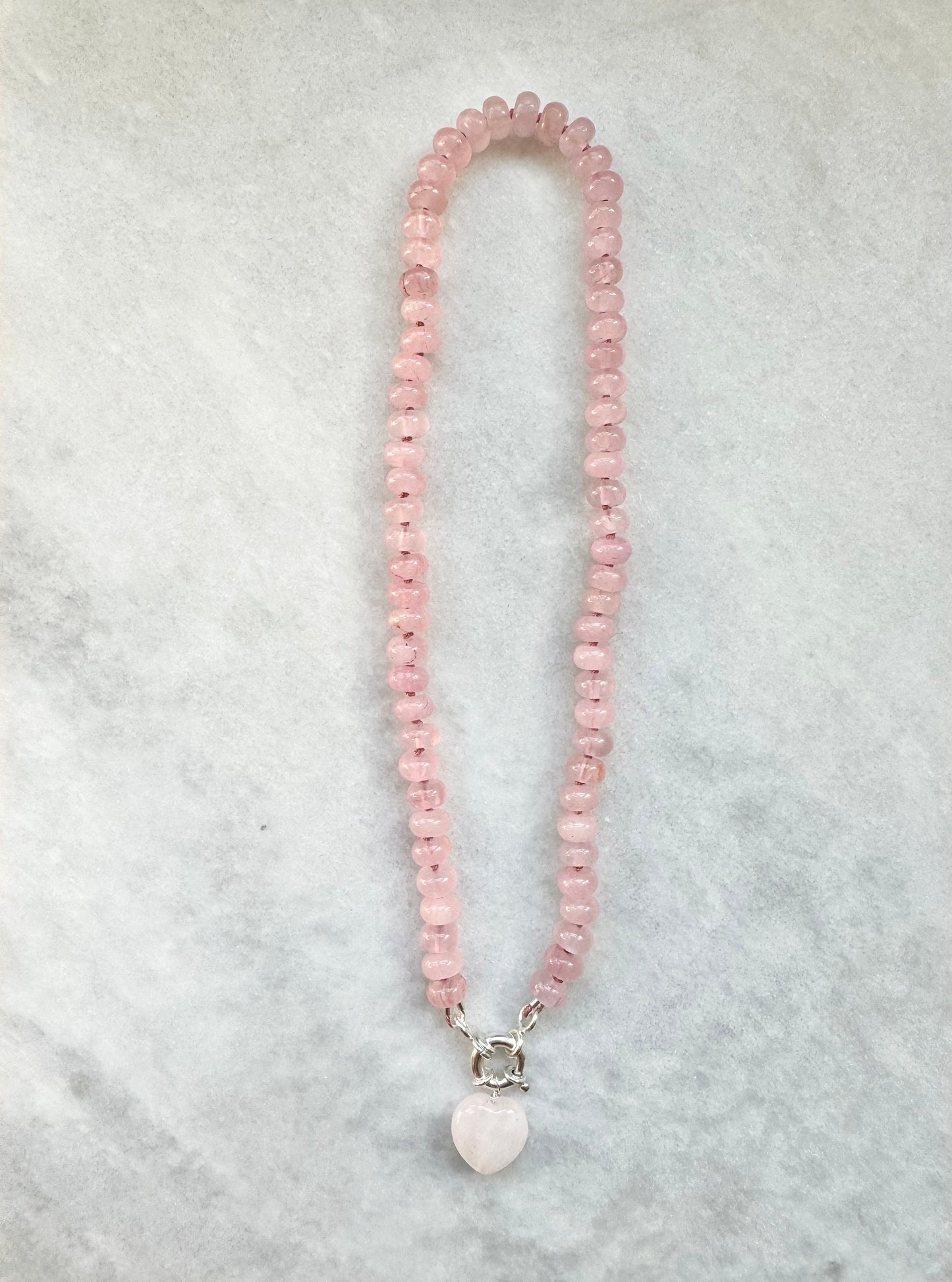 Rose Quartz Silk Knotted Love Necklace