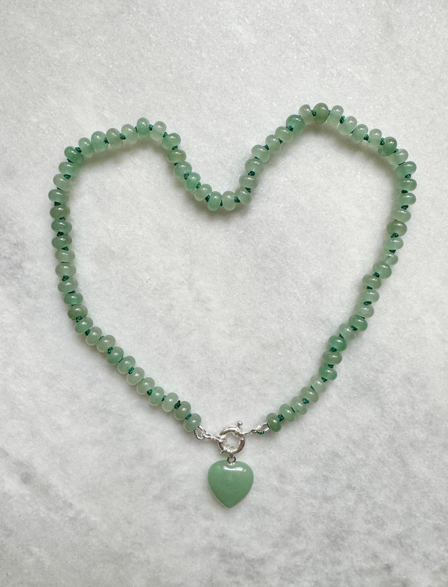 Forest Glow Green Aventurine Silk Knotted Necklace