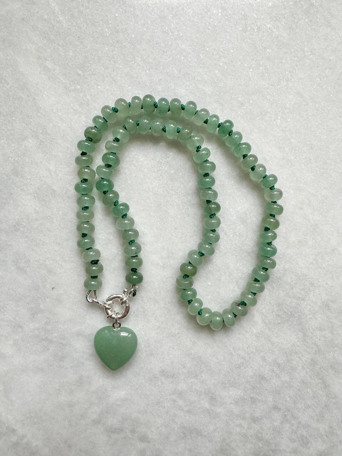 Forest Glow Green Aventurine Silk Knotted Necklace