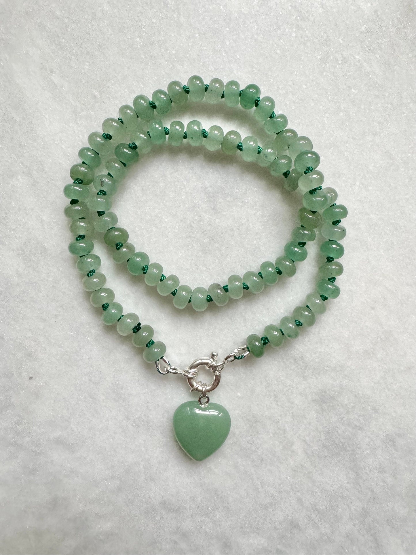 Forest Glow Green Aventurine Silk Knotted Necklace