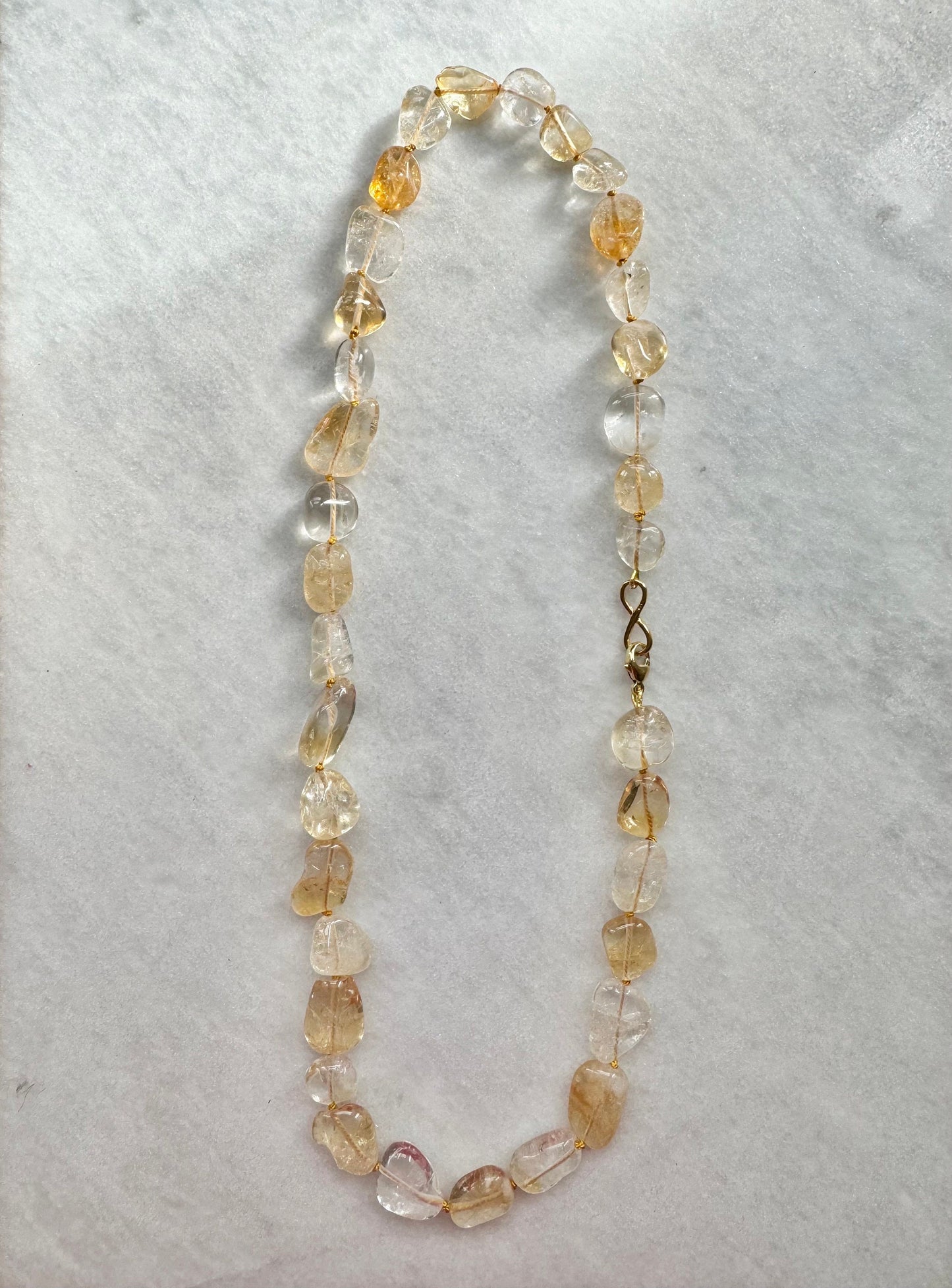 Chunky Citrine Silk Knotted Necklace