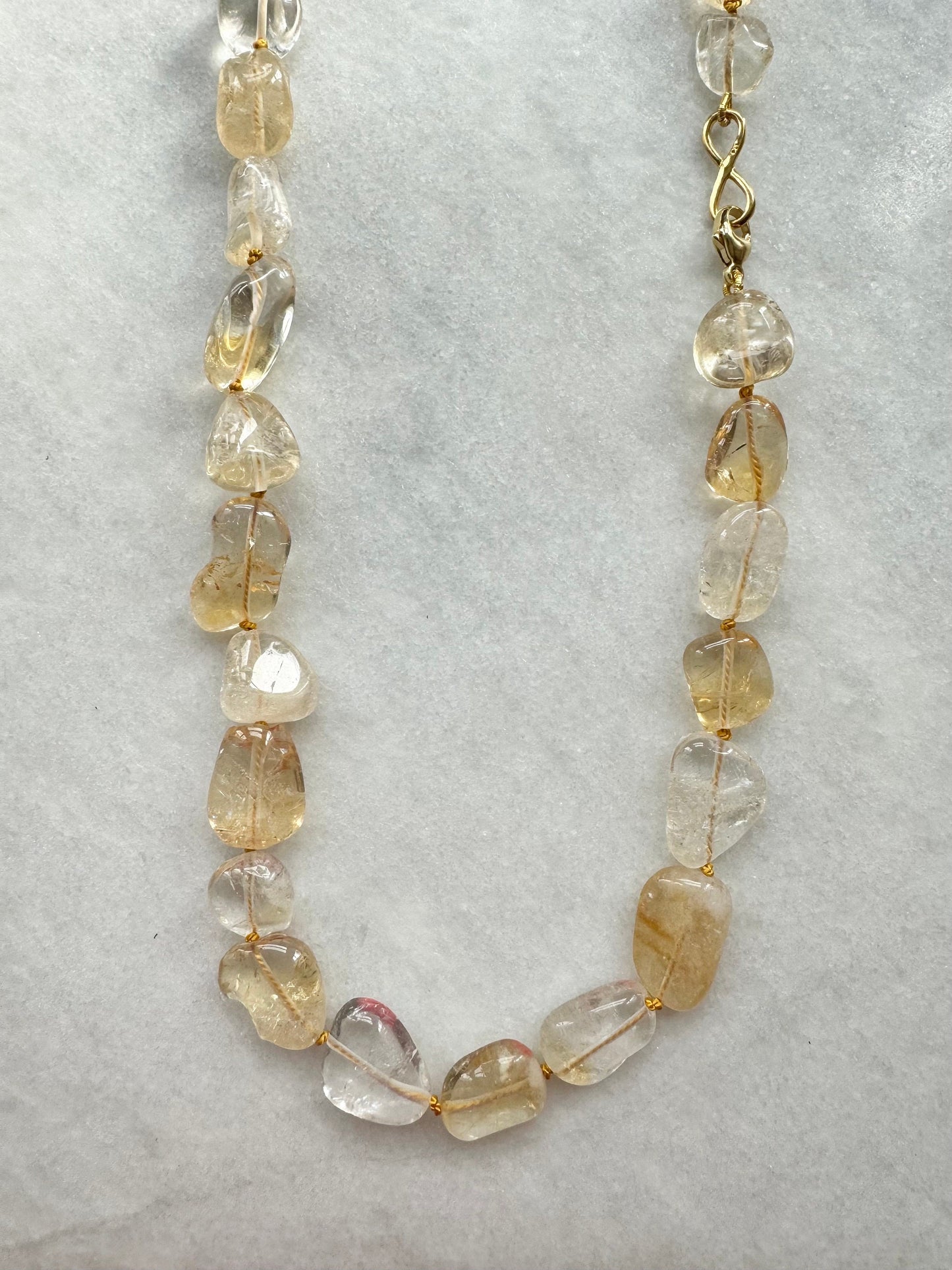 Chunky Citrine Silk Knotted Necklace