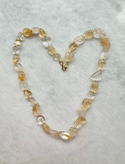 Chunky Citrine Silk Knotted Necklace