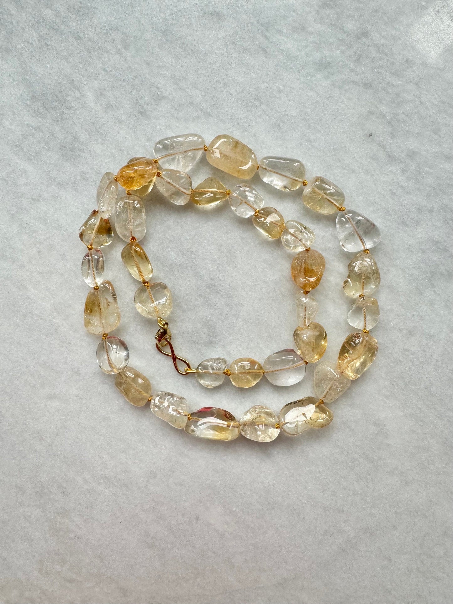 Chunky Citrine Silk Knotted Necklace