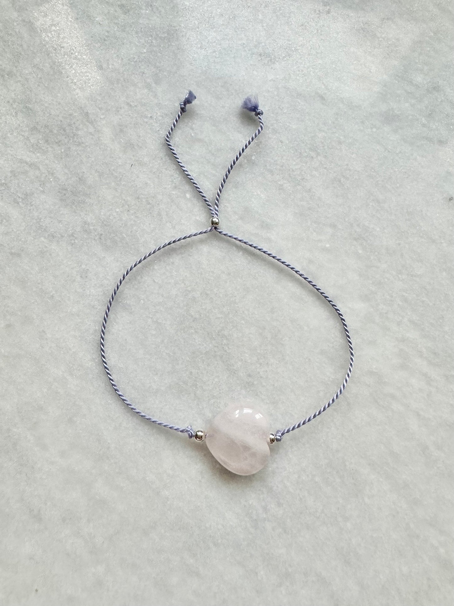 Rose Quartz Heart Silk Thread Bracelet