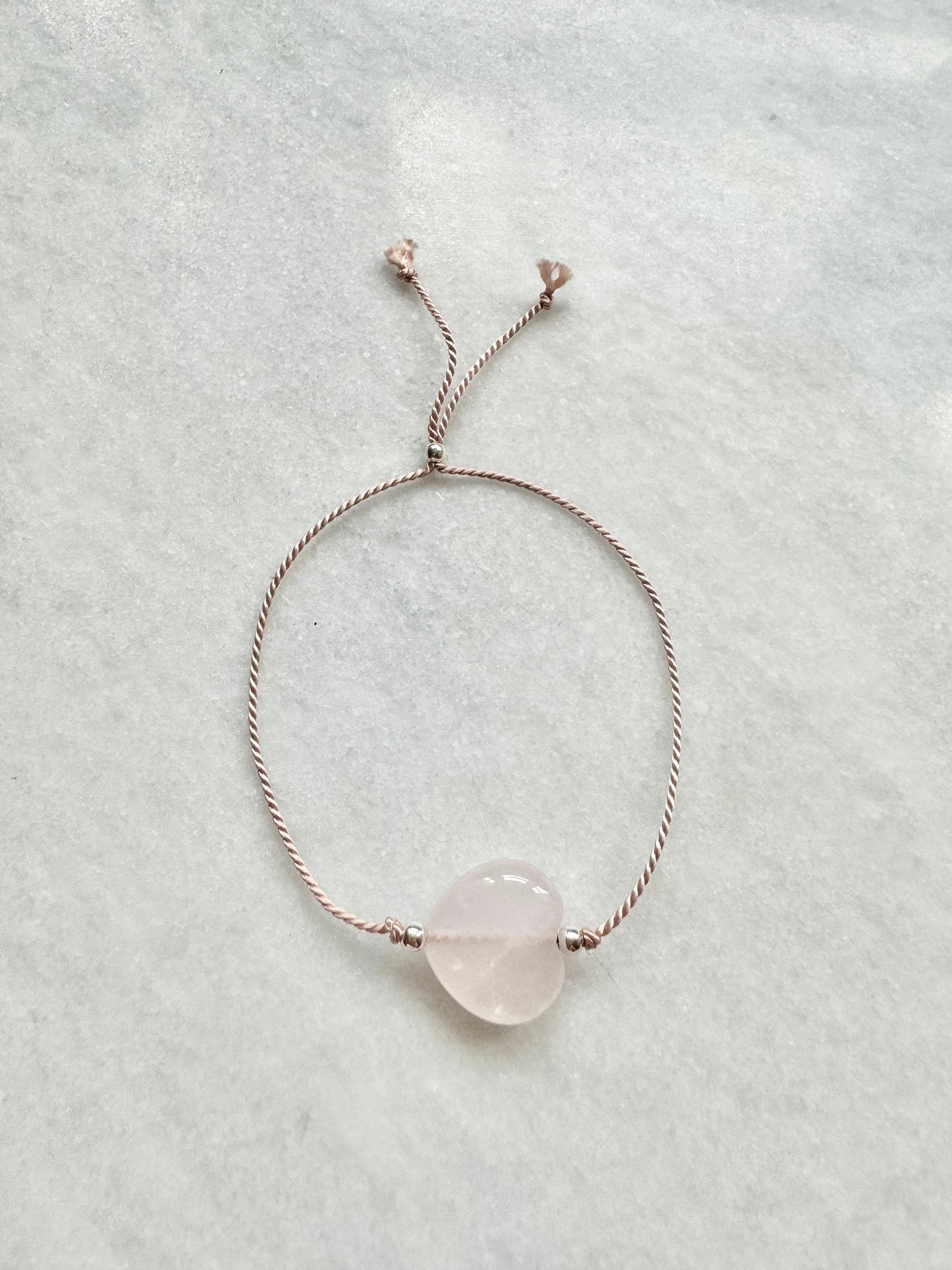 Rose Quartz Heart Silk Thread Bracelet