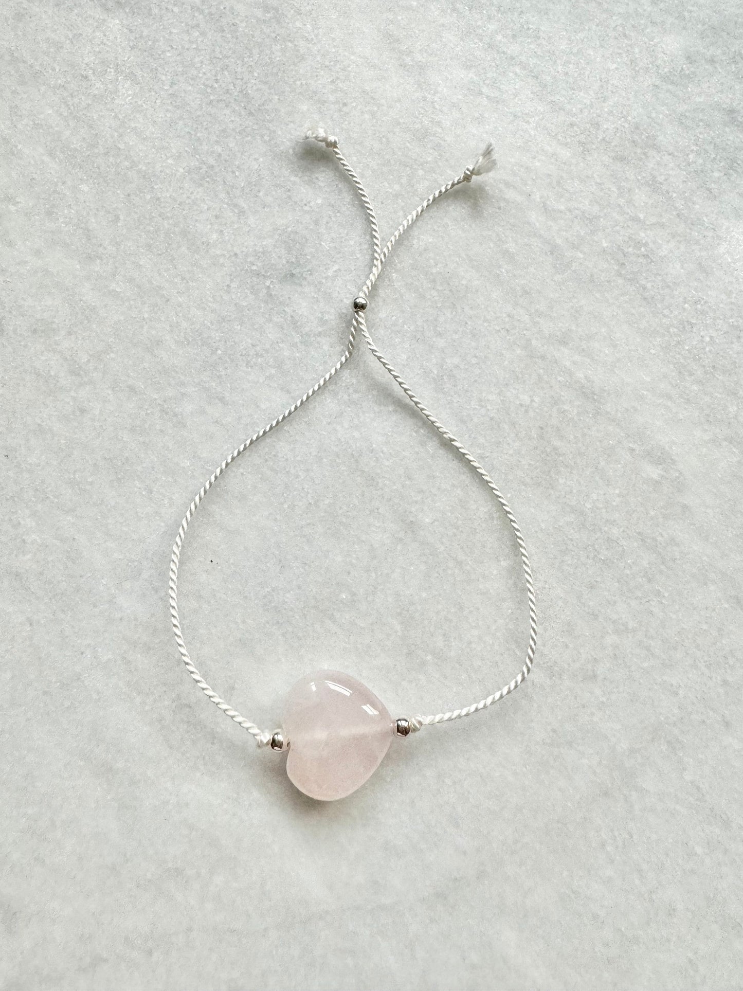 Rose Quartz Heart Silk Thread Bracelet