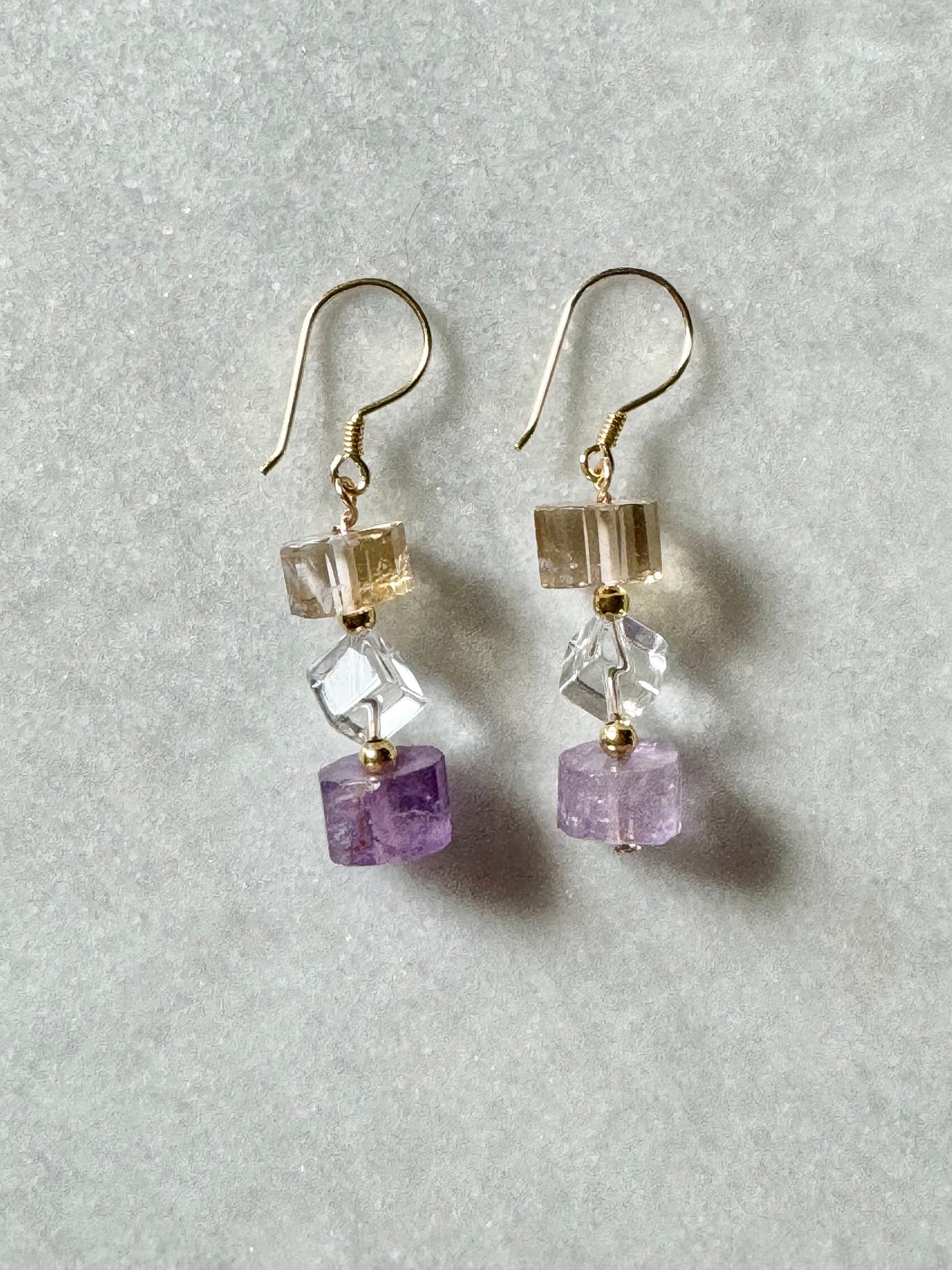 Gold Vermeil Ametrine & Rock Crystal Drop Earrings