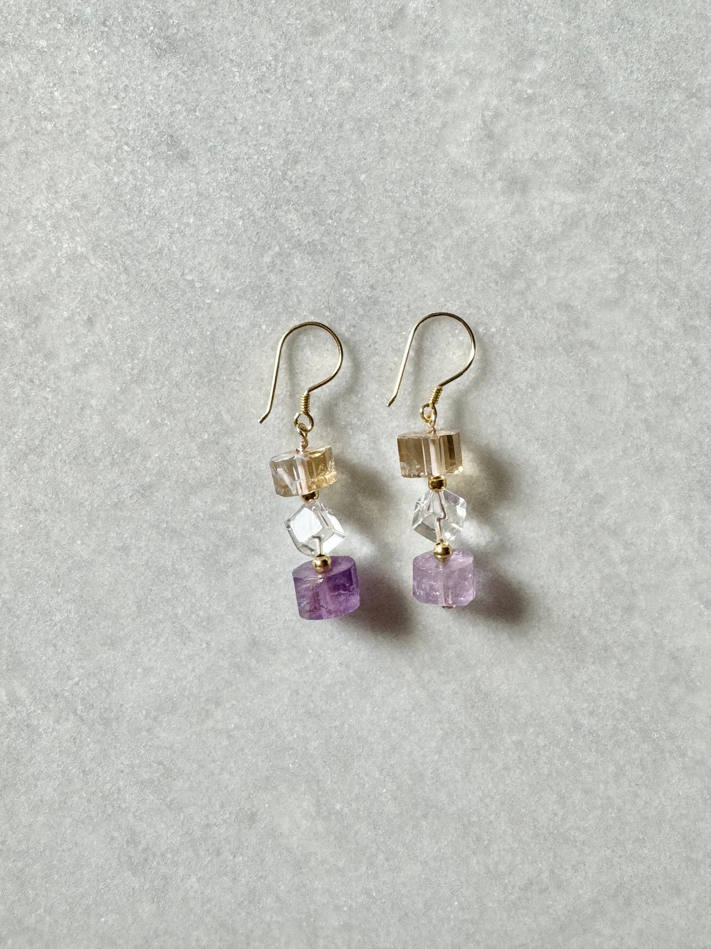 Gold Vermeil Ametrine & Rock Crystal Drop Earrings