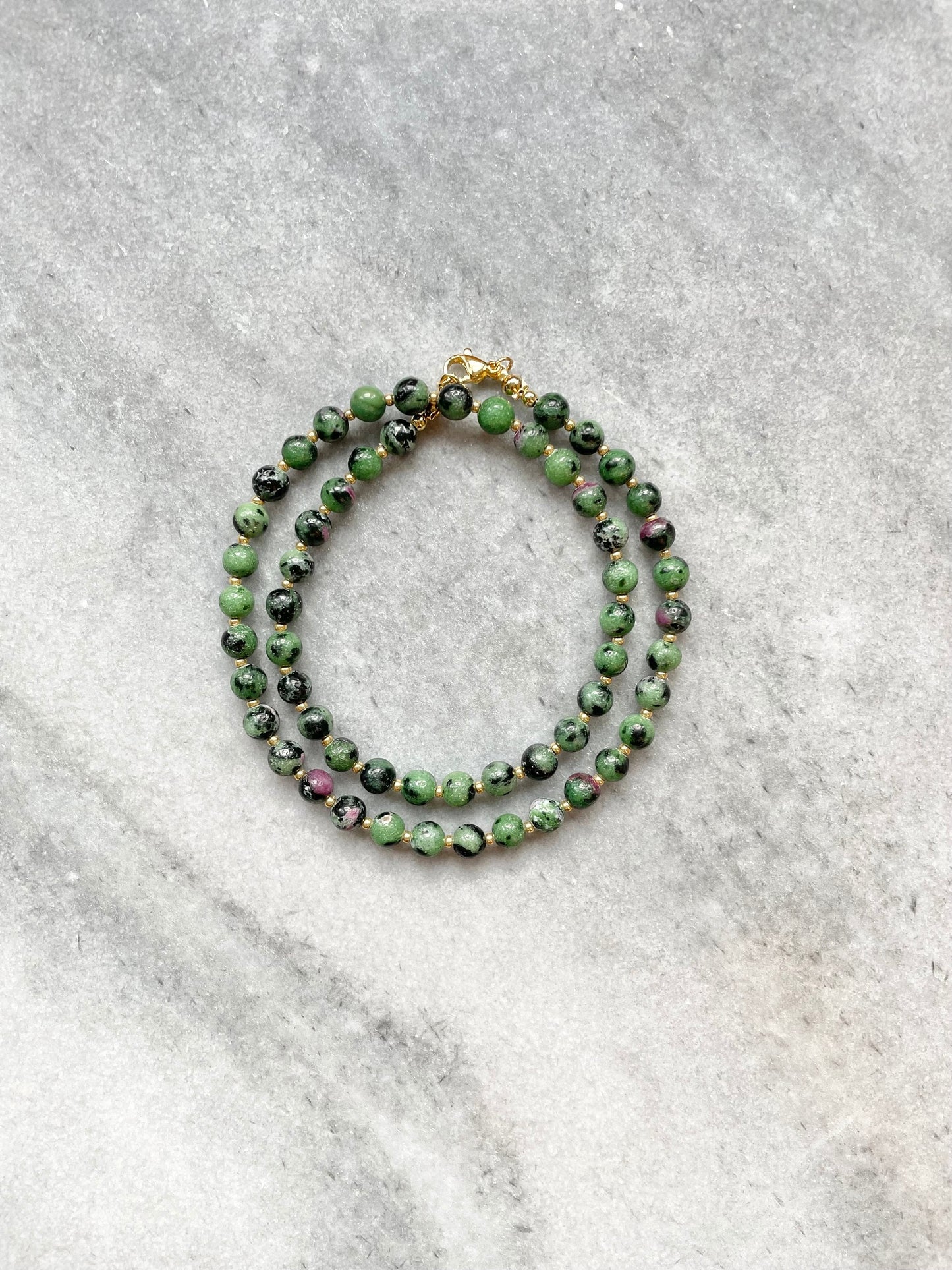 Collier Terre Rubis Zoisite / Or Vermeil
